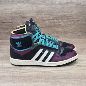 Adidas Top Ten DE Men's Size 10.5 Black Burgundy Hi Top Sneakers (S24117)
